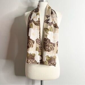 OSCAR by OSCAR DE LA RENTA Floral Leopard Print Oblong Silk Scarf